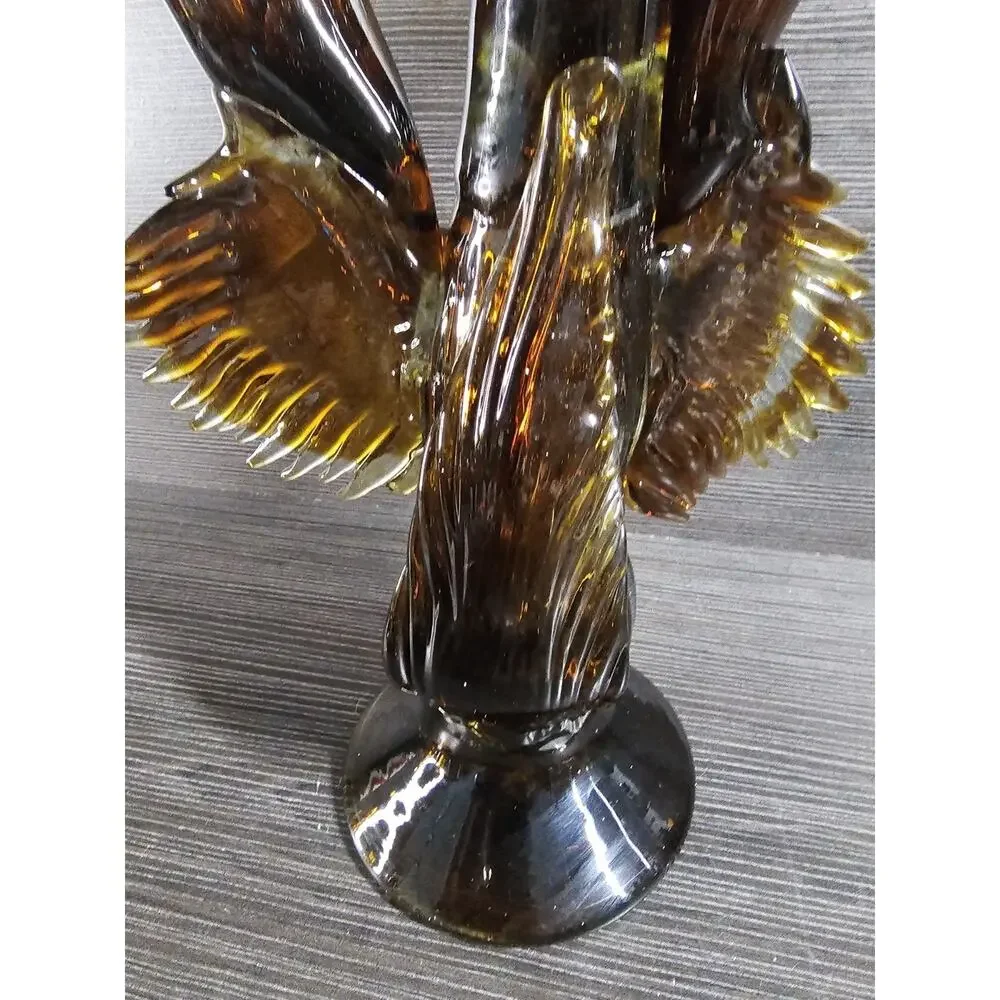 Vintage MCM Art Glass Amber Clear Triple Jack In The Pulpit 18.5 Sculpture Decor